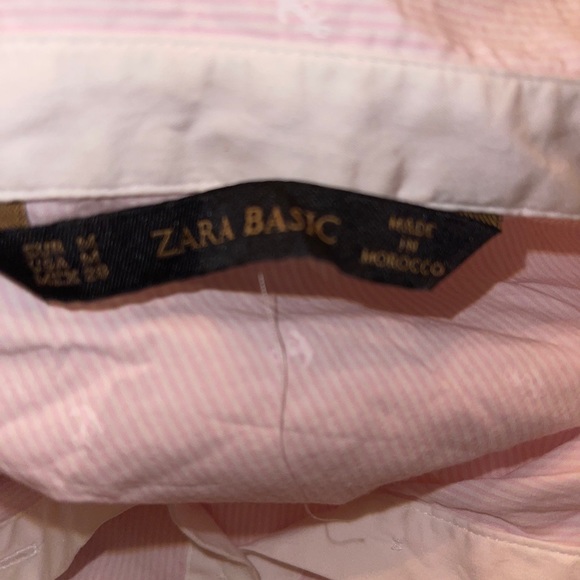 Zara Basic pink striped shirt sailboats sz M - Picture 4 of 4
